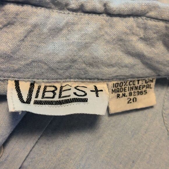 Vibest vintage blue chambray top with pearl details size 20 - Picture 2 of 8